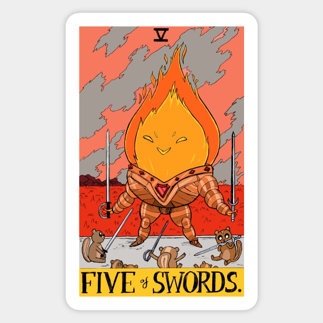 Flame King as 5 of Swords Sticker by sadnettles